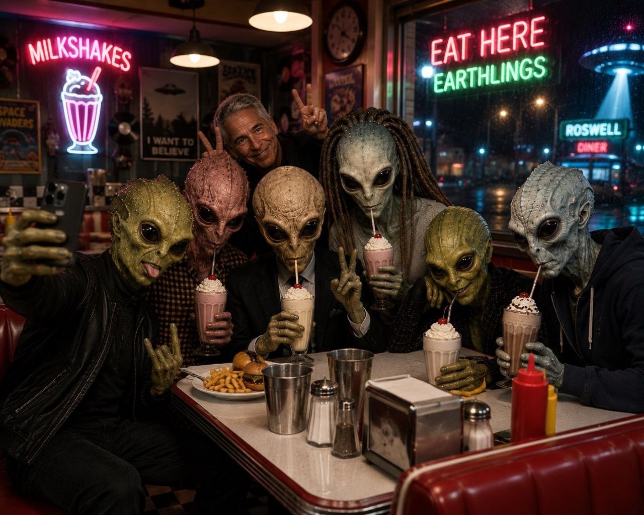Aliens at Roswell Diner